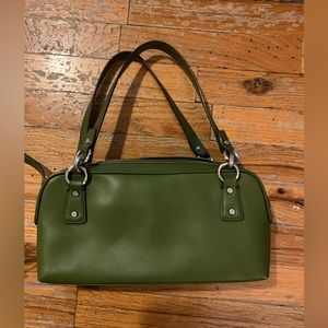 Ann Taylor faux leather green handbag with silver hardware